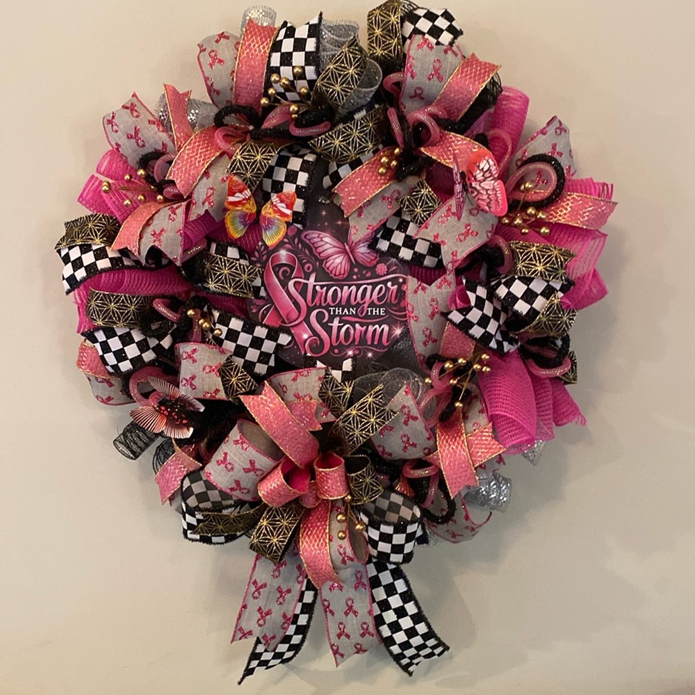 Stronger than the storm breast cancer wreath